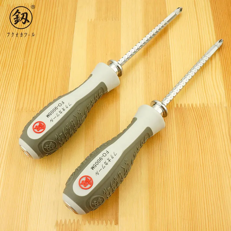 Japan Fukuoka Tool Telescopic Dual-purpose Screwdriver Length Sdjustable Screwdriver Double-headed Cross Screwdriver Home Repair