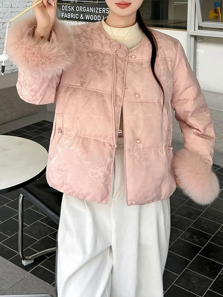 

Утепленная хлопковая куртка женская зимняя новая модная в национальном стиле с вышивкой, теплая, укороченная, на одной пуговице