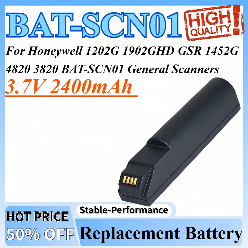 

3.7V 2400mAh BAT-SCN01 Replacement Battery For Honeywell 1202G 1902GHD GSR 1452G 4820 3820 BAT-SCN01 General Scanners