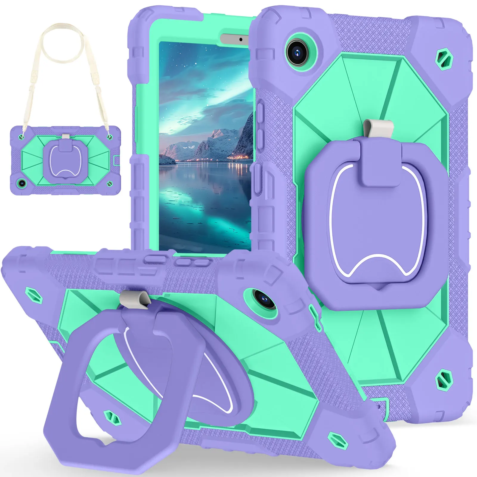 

Heavy Duty Stand Case for Lenovo Tab One K9 8.7 inch TB305ZU TB305FU 2025 360 Rotating Tablet PC Cover K9 With shoulder Strap