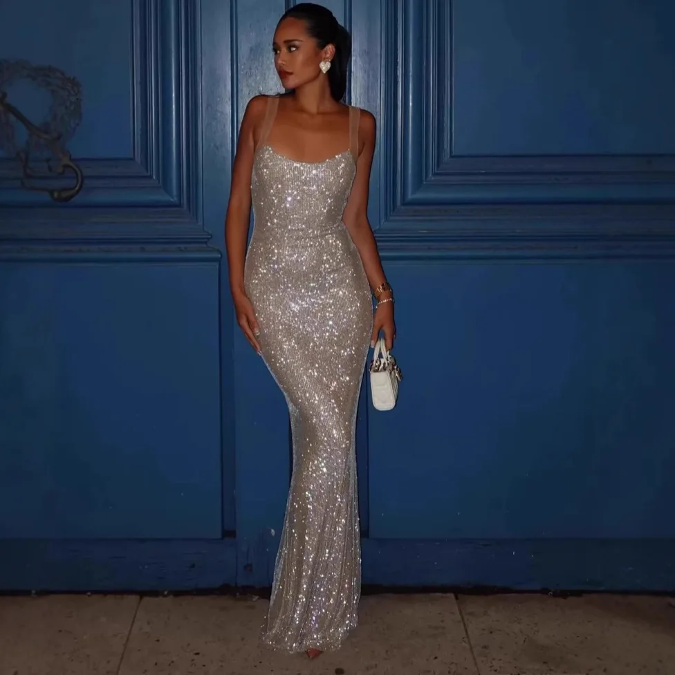 Inig paillettes soirée Dr Low Ne moulante jupe longue robe à bretelles Ele Sensation robe de soirée Dr femme