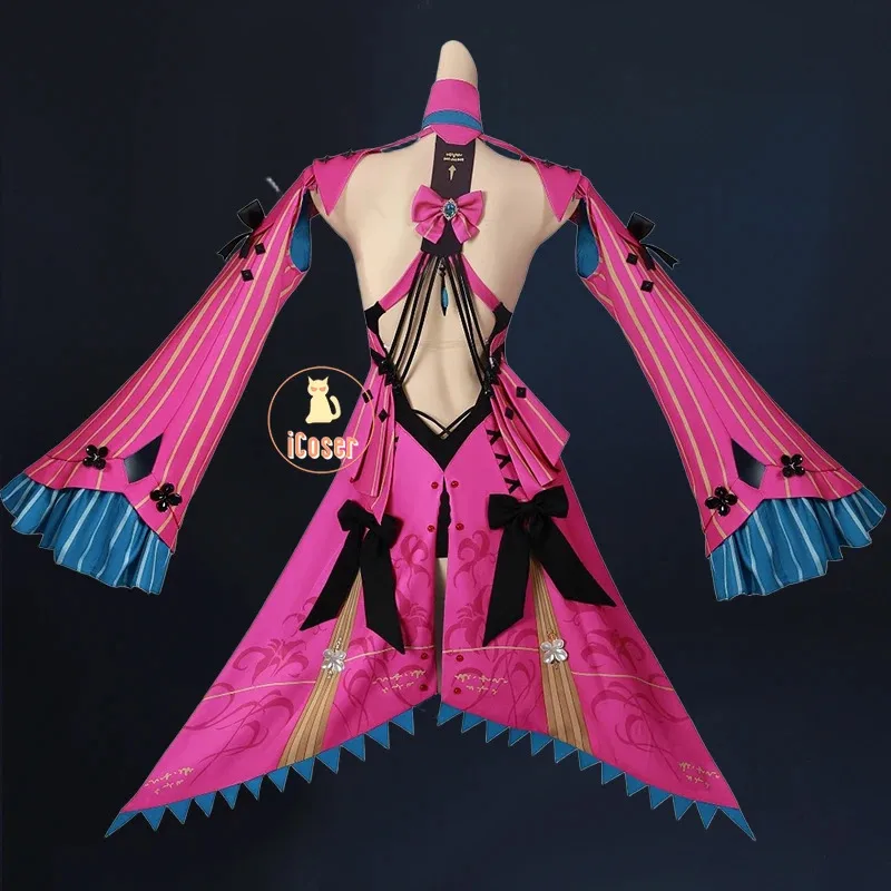 

Костюм для косплея iCoser, парик, платье Wuthering Waves, Carlotta Montelli Rinascita, серьги для вечеринки на Хэллоуин, для женщин и девочек, Propsa; 6'x, 9;y