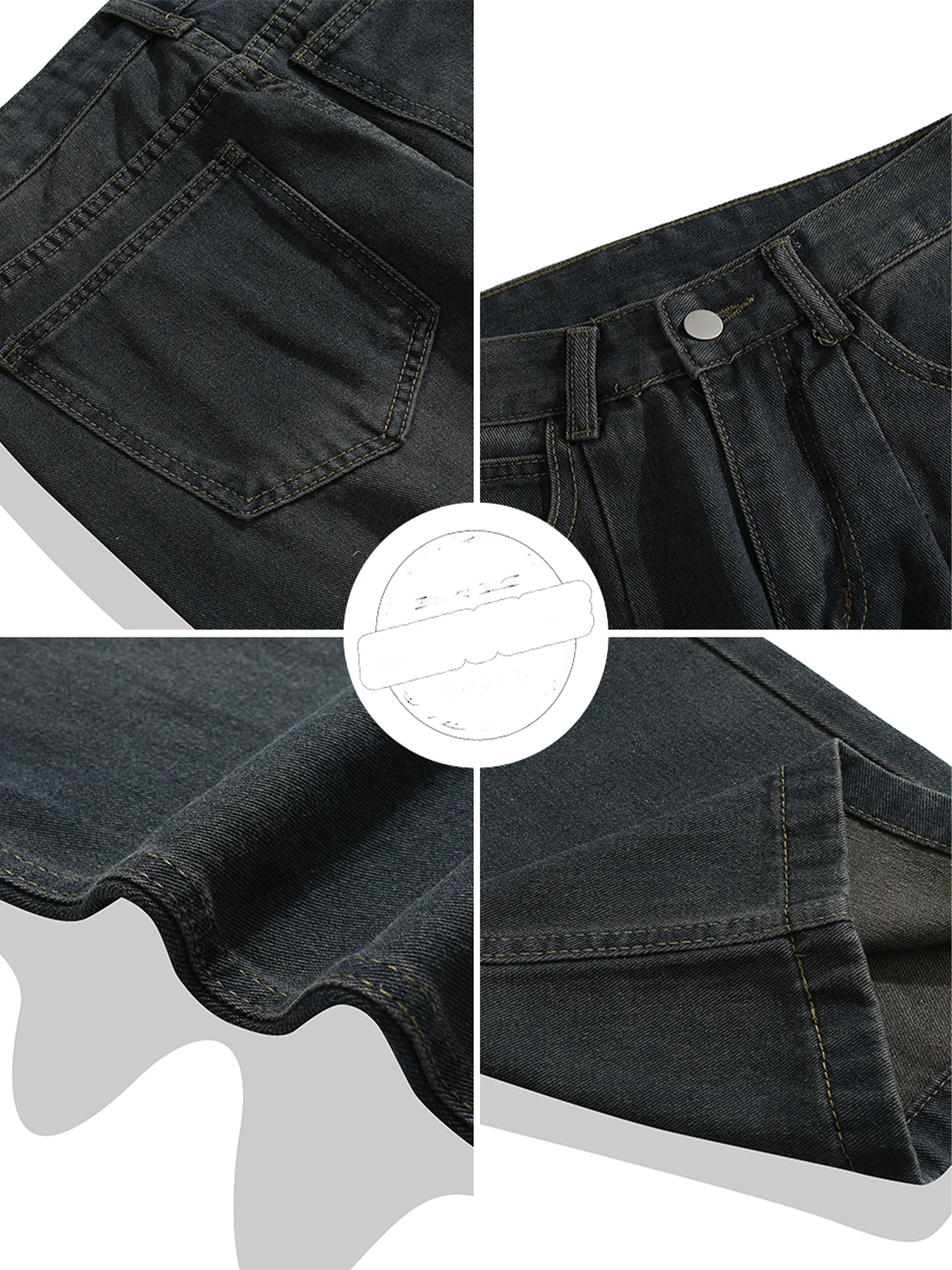 المرأة الأزرق الداكن فضفاض ايمو Y2k الجينز كبيرة الحجم الجرونج جان السراويل اليابانية نمط خمر Harajuku الهيب هوب سراويل جينز الملابس #3