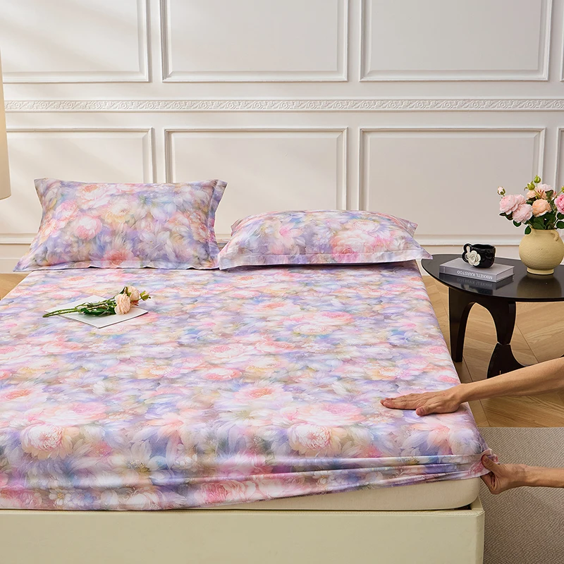 Cubrecama 100% algodón, estilo floral, sábana ajustable, sábana suave para la piel, para adultos, tamaño individual/queen/king, sábanas para cama