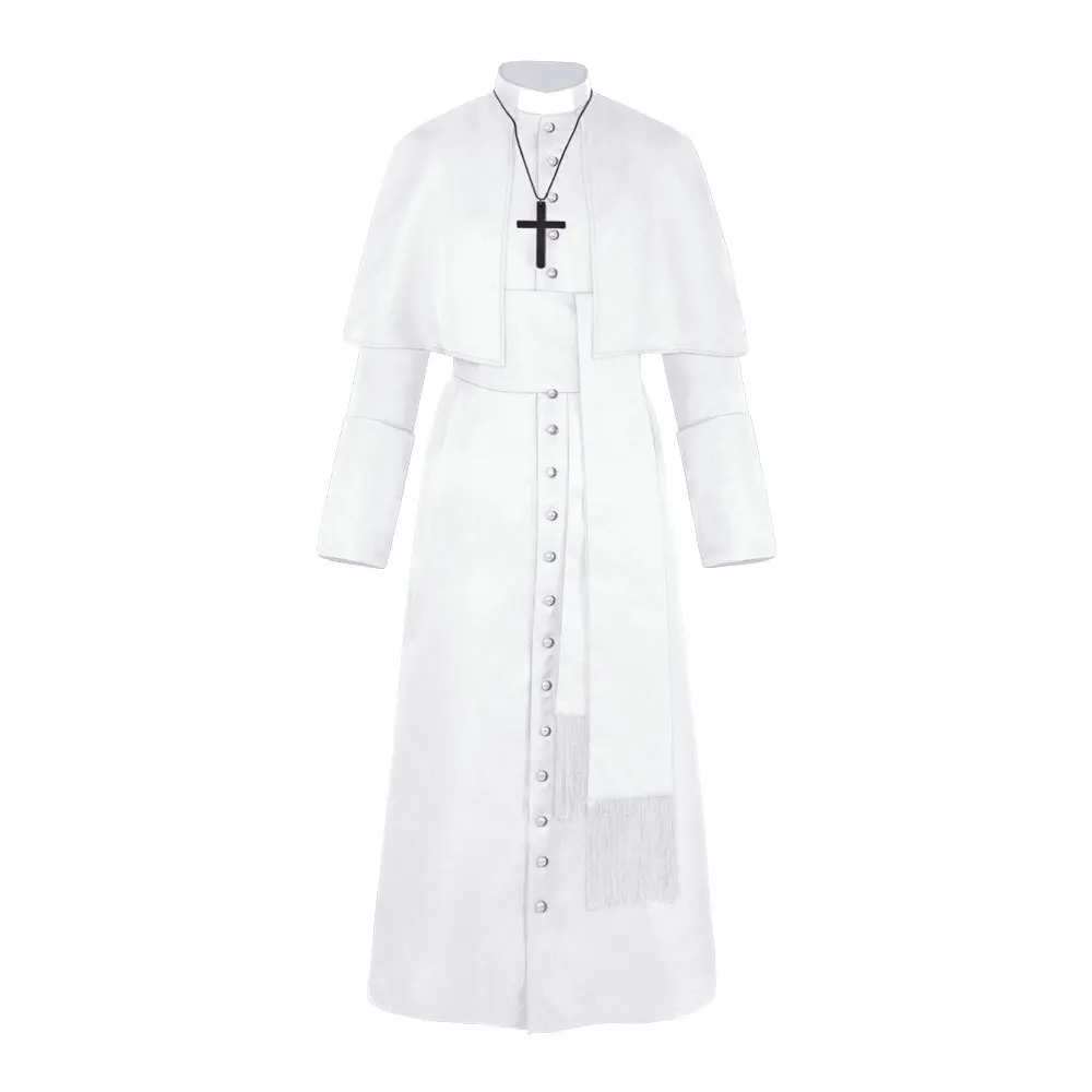 Cosplay Legend Clergy Robe Cassock with Cincture Medieval Clergyman Vestments Roman Priest Robe Cassock Costume For Men Women