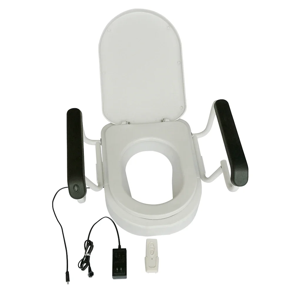 2020 new design D shape electric freestanding toilet seat handrail helper lift with motor for elderly handicap disabled person