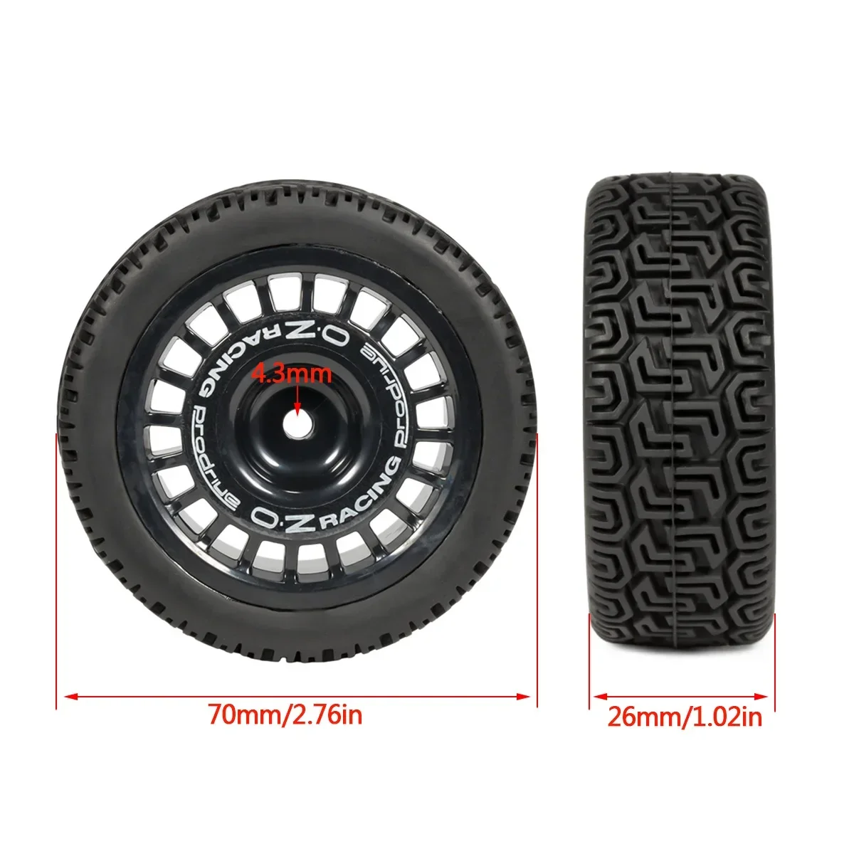 4Pcs Glued Rubber Tire On Road Tyre Wheel with 12mm Hex for RC Rally Racing Car TT-01 TT-02 XV-01 DF-03 HPI WR8 Upgrades Parts