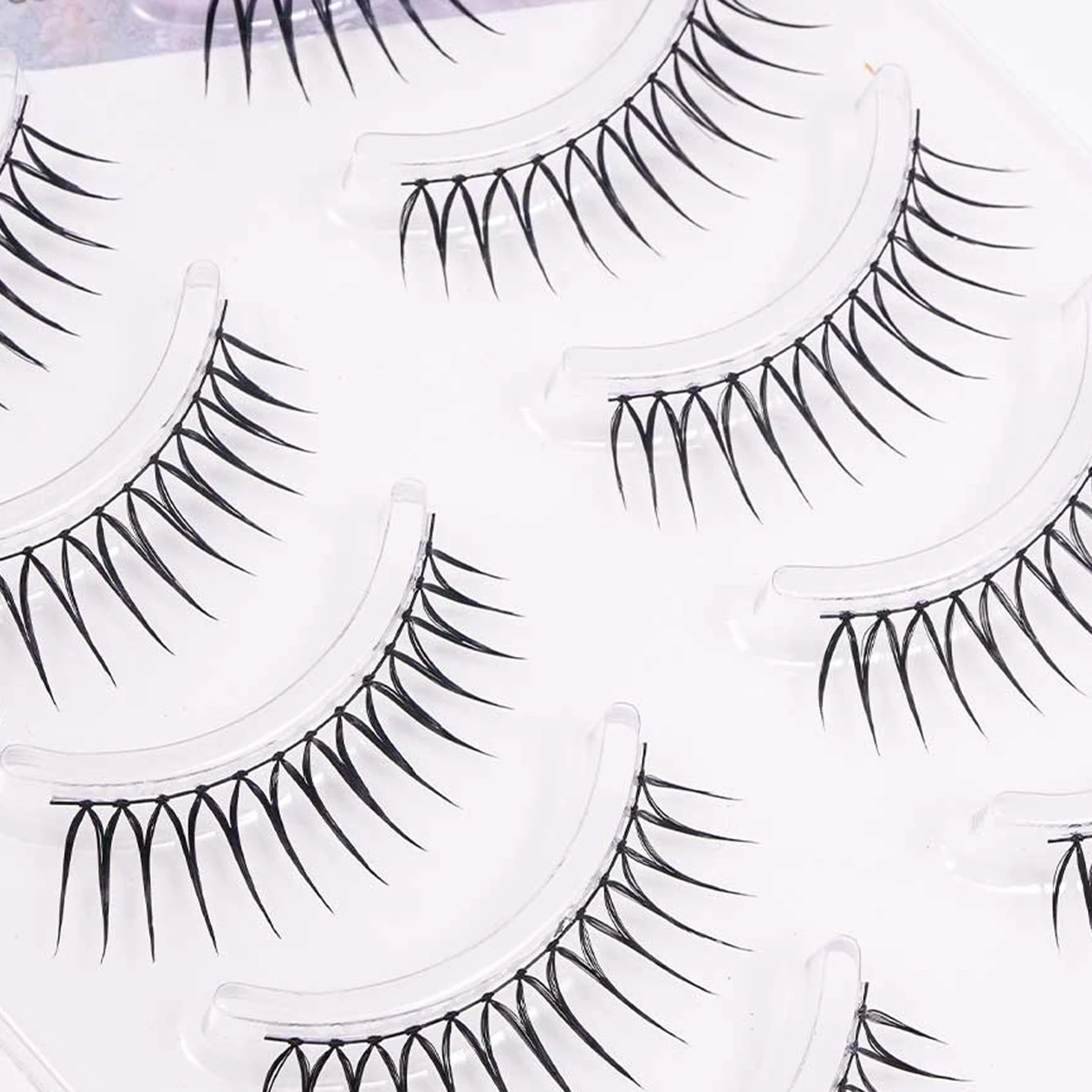 U Shape False Eyelashes full strips korean style Natural 5 Pairs Reusable Wispy Lashes daily eyelash DIY 3D Volume Extensions