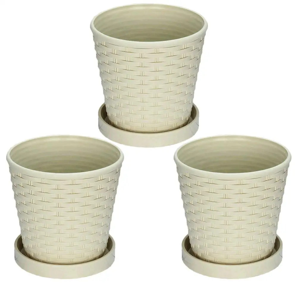 

Resin Flower Pot Planter Pots 3 Sets Succulent Garden Decorative Tray Multi Holes