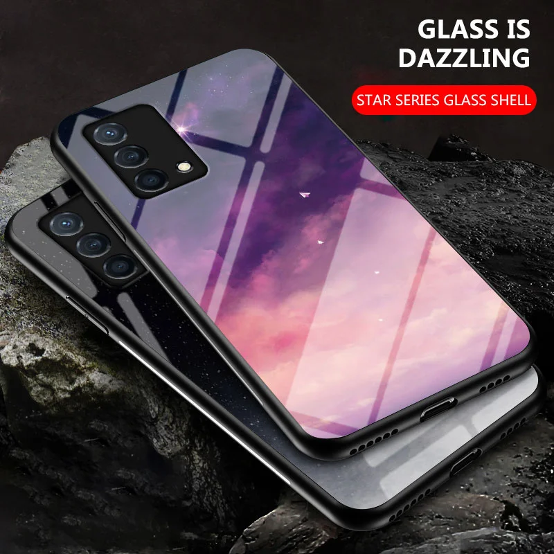 For Realme GT Master Edition RMX3363 RMX3360 Case Shockproof Starry Glass Hard Back Cover Case Soft Bumper for Realme GT Master