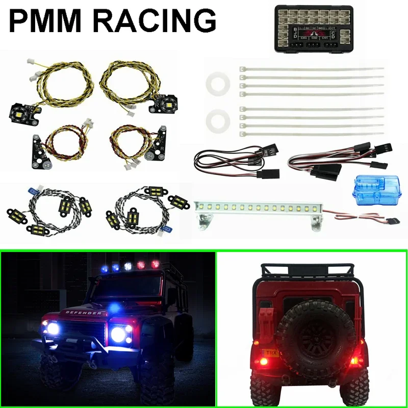 Led Front back control IC light group kit Chassis searchlight Warning lights For 1/10 RC Crawler Car Traxxas TRX4 Defender Parts