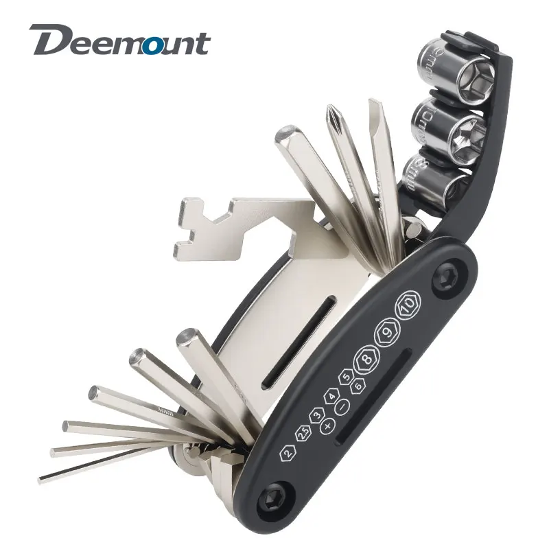 

15 In 1 Multi-Function Tool Bike M6/5/4/3/2.5/2 Hex Wrench 8/9/10mm Socket Straight/ Phillips Screwdrivers Open-end/14G wrench