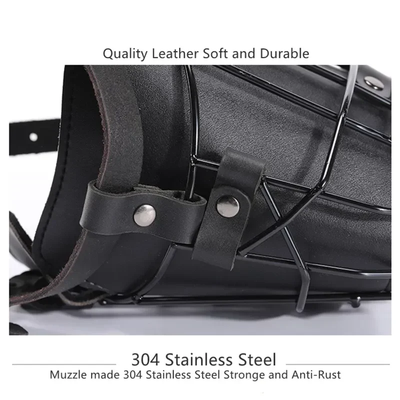 Anti-Bite Dog Mouth Cage Adjustable Metal Leather Mask German Shepherd Doberman Rottweiler Dog Training Muzzle Dog Accessories