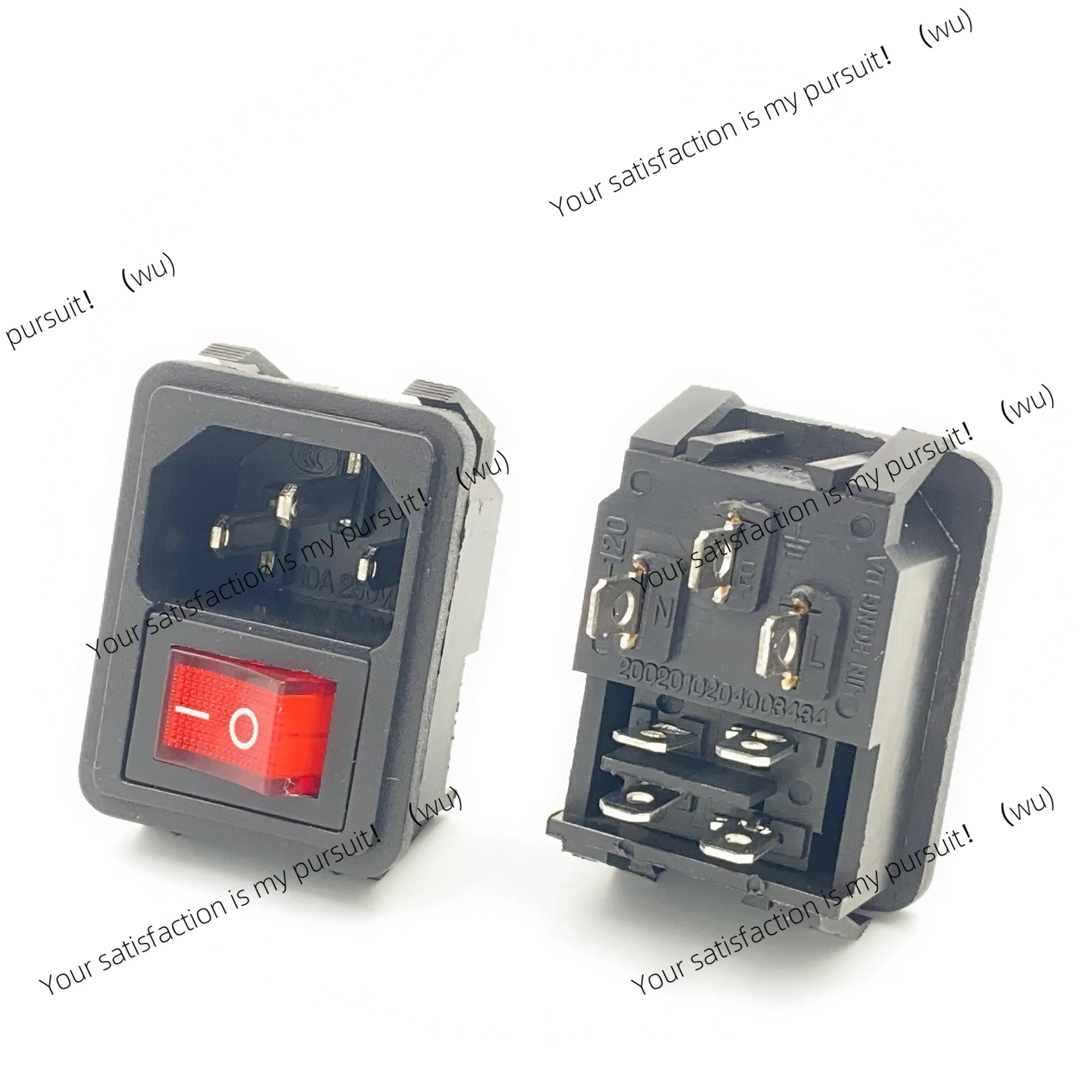 ZOCI- 1PC Mains AC Power Cord Inlet Power Receptacle Power socket With ON OFF Rocker Switch 250V 10A IEC 320 C14 CCC CE