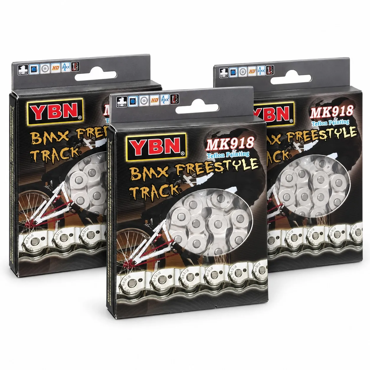 YBN BMX Single Speed Half-Link Chain Heavy Duty for Freestyle Fixie Track Bike Dirt Jump, Street 1/2