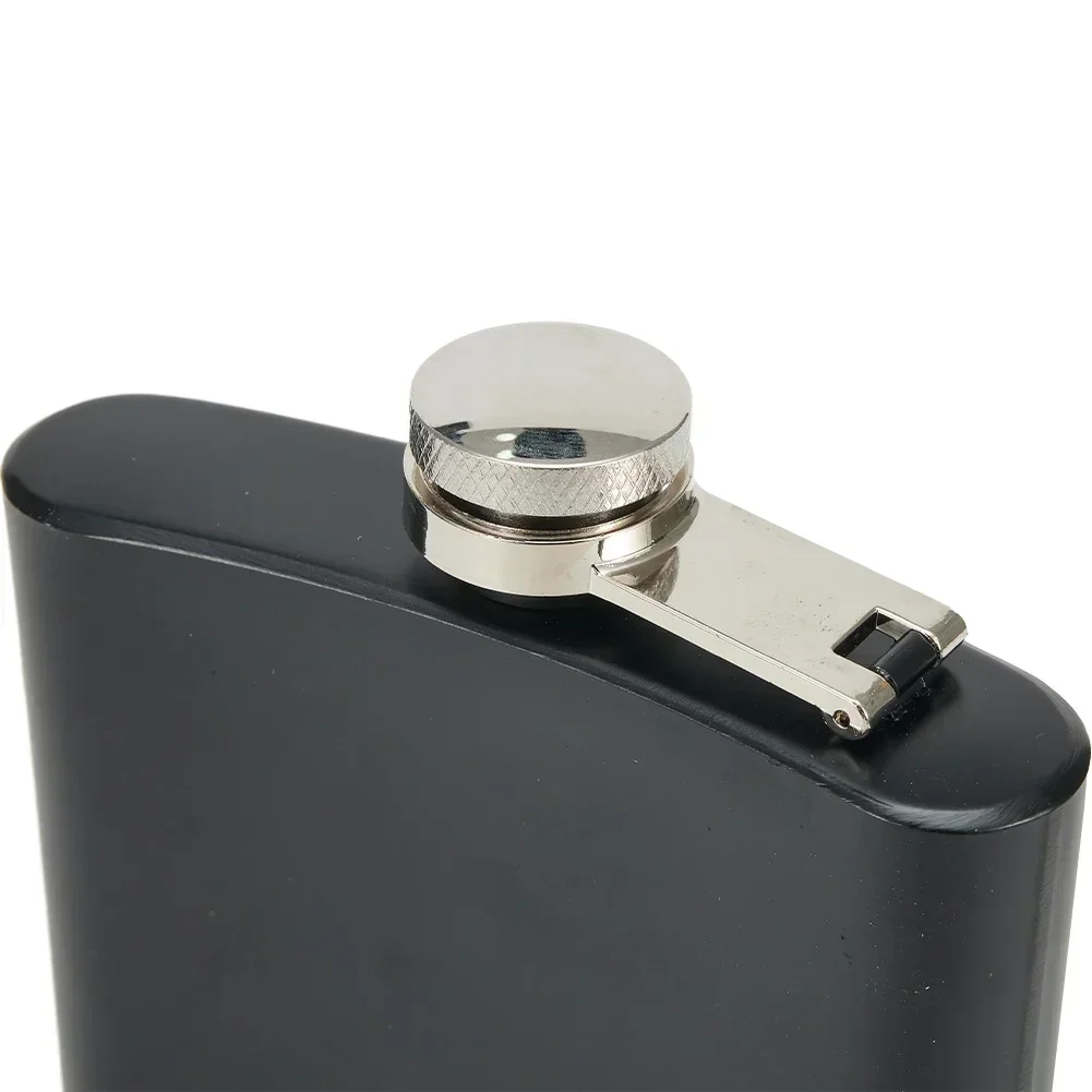 6/8oz Hip Flask Camping Fishing Liquor Pocket Replacement Spare Parts Stainless Steel Accessories Black Whiskey