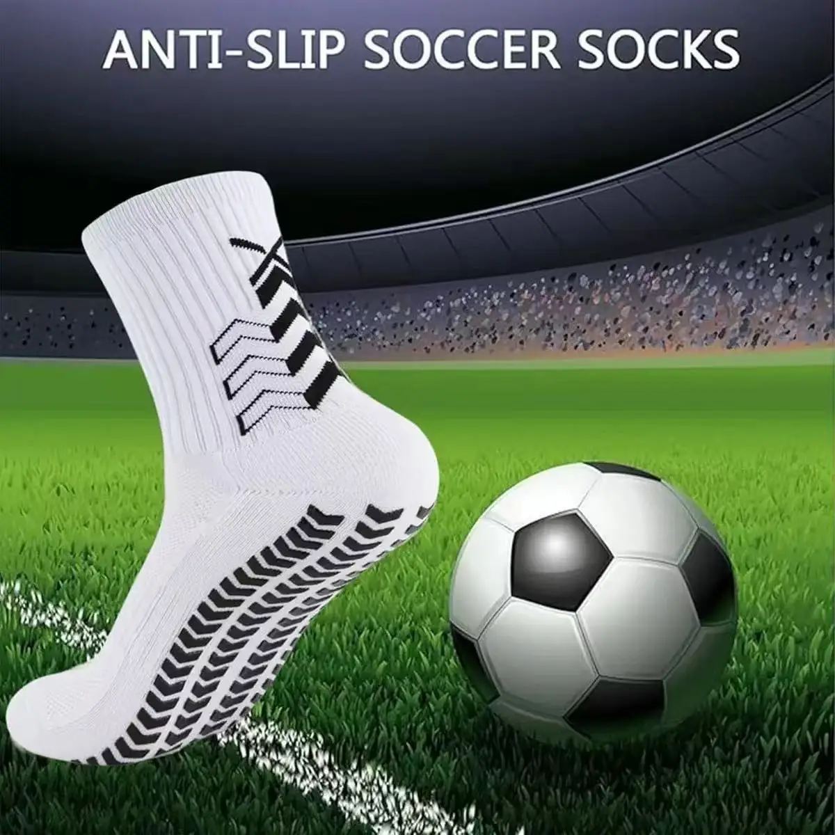 

1 Pair Adult Football Socks - Anti-Slip Cushioned Athletic Socks for Basketball, Soccer, Running, Outdoor Sports