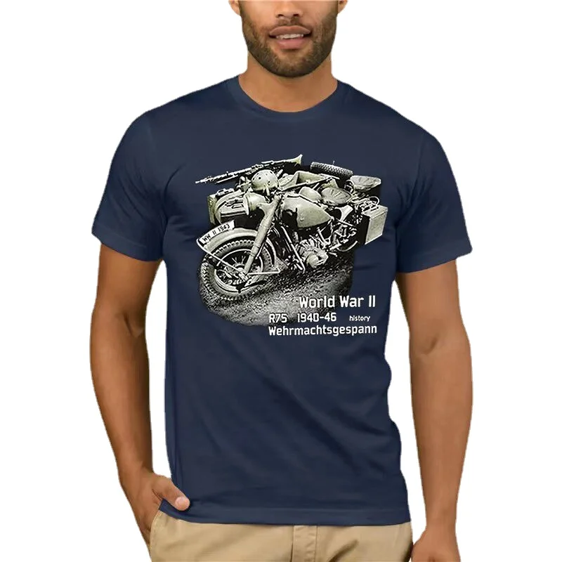 WWII sgespann R75 Heavy Duty Motorcycle Side Car T Shirt. Short Sleeve 100% Cotton Casual T-shirt Loose Top Size S-3XL