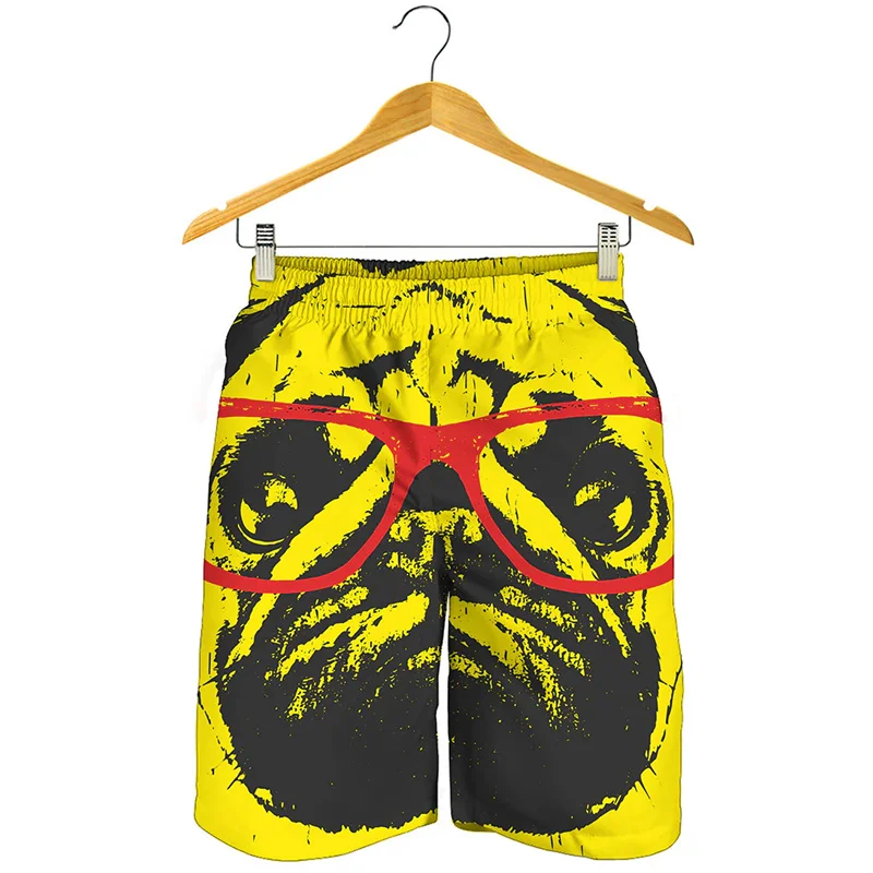 

Cute Pets Pug Dog 3D Print Beach Shorts Men's Oversized Surfing Gym Sports Pants Swimsuits Holiday Board Trunks Kids Clothing