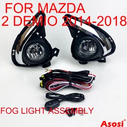Bumper Fog Lights Kit For Mazda 2 Demio 2014 2015 2016 217 2018 5 Door Hatchback Driver + Passenger Side Clear Glass Lens