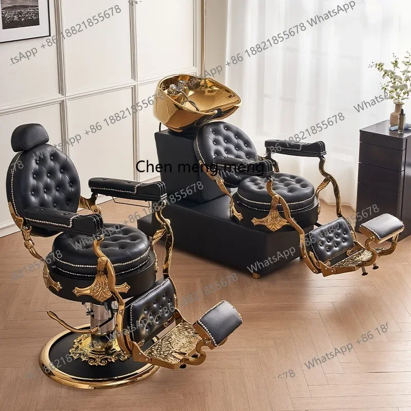 High-end men's retro oil head hair salon chair barber shop hair lift shaving chair