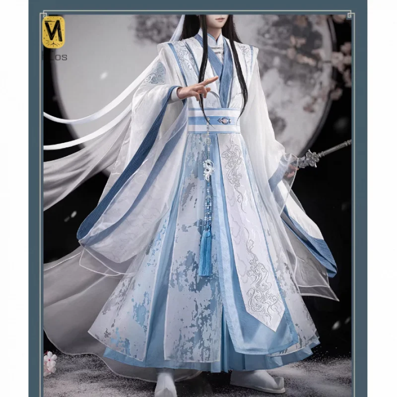 

HCos Lan Wangji Cosplay Costume Full Set China ancient Outfit with Props Custom Made Adult Men Carnival Halloween Suit