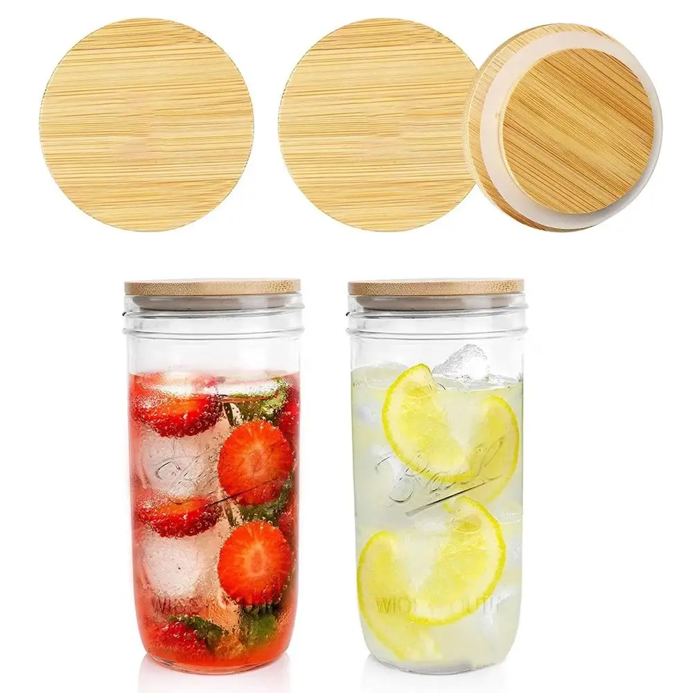 

Wood Grain Clear Customizable Wooden Silicone Ring Reusable Bamboo Cover Storage Tank Cup Lid Tea Set Accessories