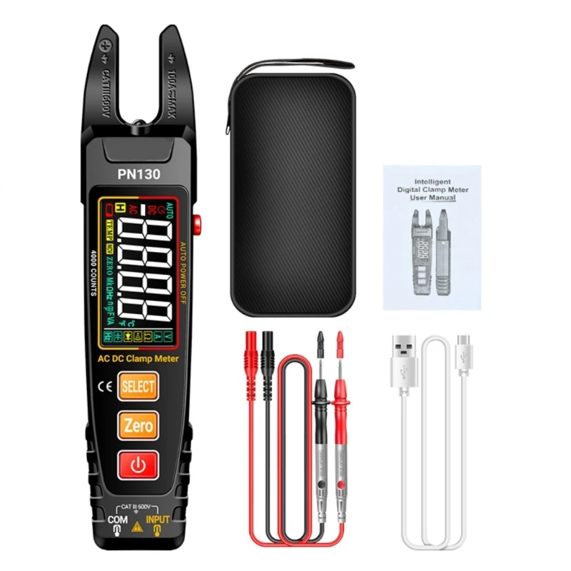 4000 Counts Digital Clamp Meter Multimeter 100A Current Voltages Tester Frequency Capacitance NCV Ohm Diodes Tester