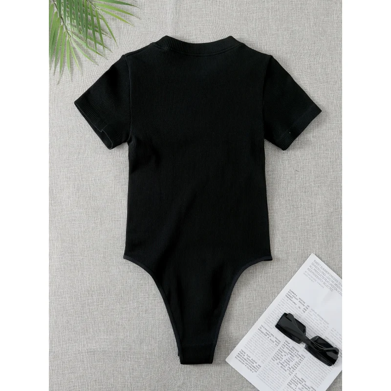 Women's Yoga Jumpsuit High-Stretch Shaping Body-Shaping Seamless Underwear Short-Sleeve Crew Neck Top-Shirt view 5