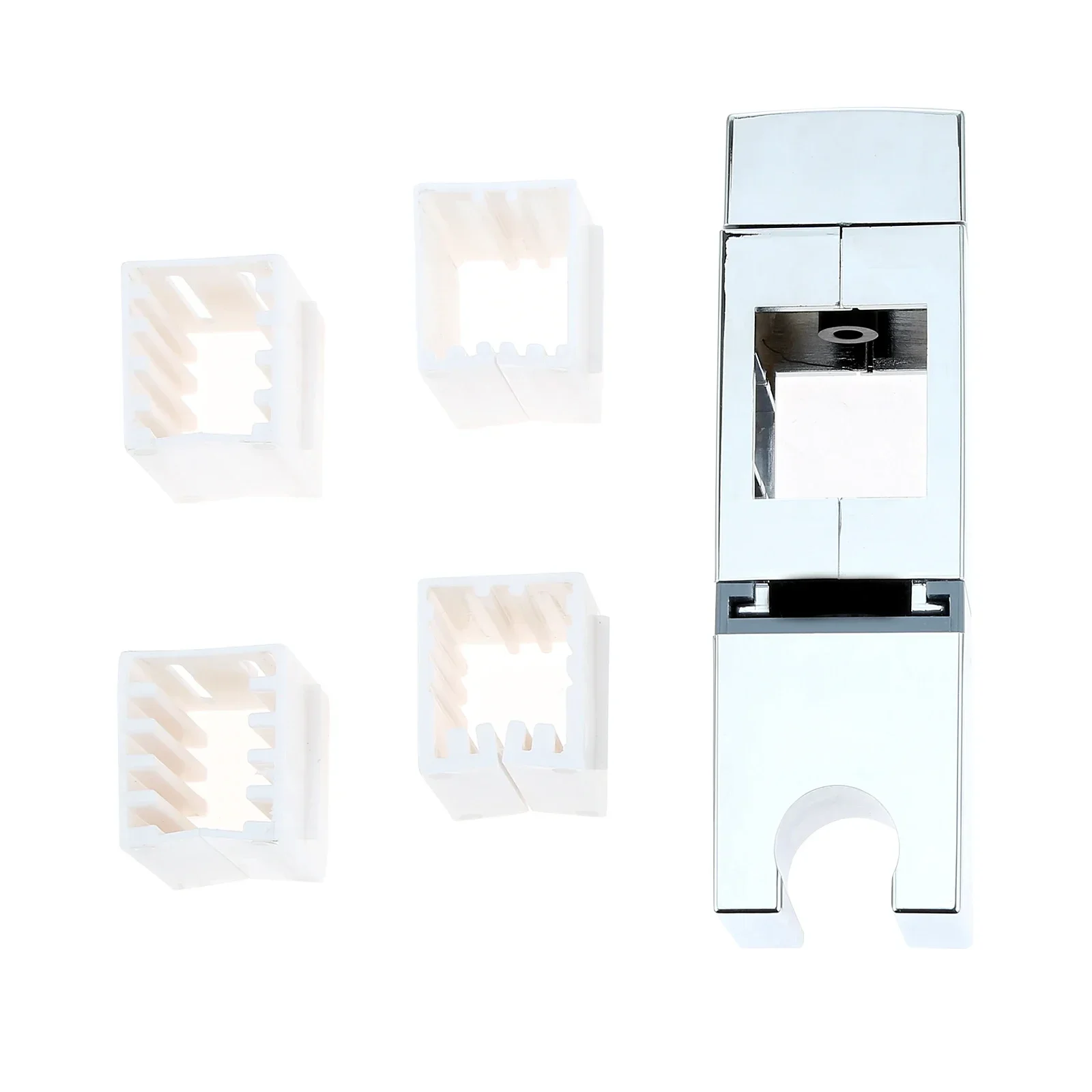 1Pc Rectangular No-disassembly Shower Bracket Sliding Sleeve Shower Lift Rod Middle-insert Square Type No-punch Fixed Seat