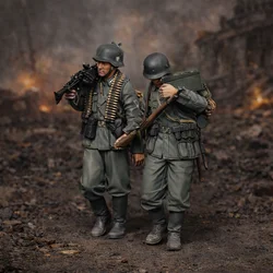 1/35 Resin Soldier Figure Model Kit - WWII, GK, 2 Action Figures, Unassembled and Unpainted, Anime Model Gift