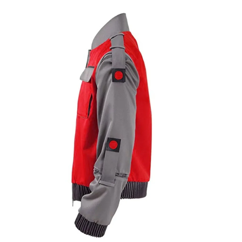 Mens Marty Mcfly Costume Zipper Jacket Marty Mcfly Cosplay Coat for Halloween Christmas Party
