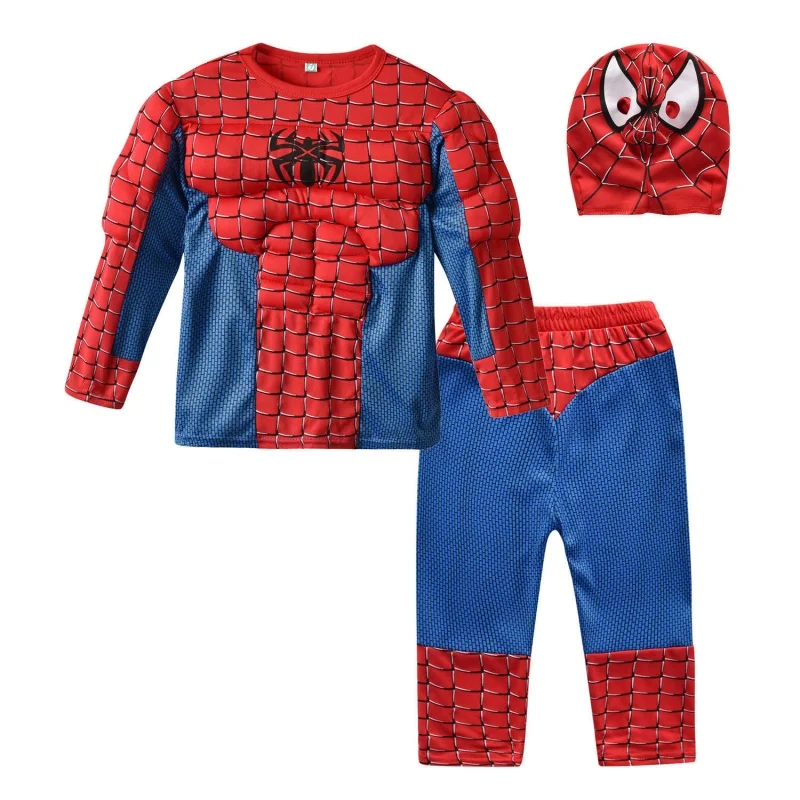 

New Superhero Hulk Captain America Role Playing Costume Boy And Girl Spider Man Muscle Set Halloween Carnival Birthday Party