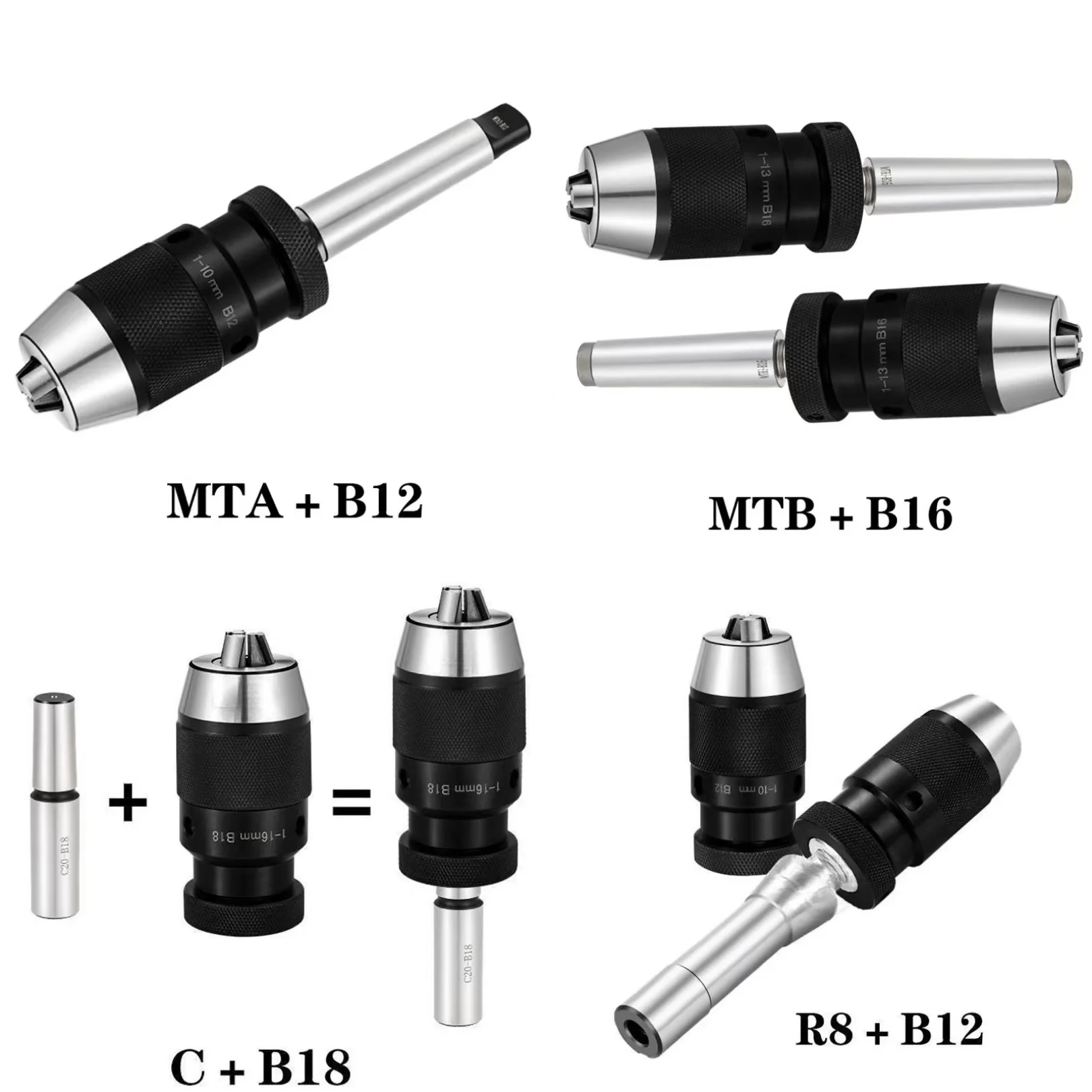 mandril de broca de aperto do auto mandril de broca morse maquina do torno do cnc b10 b12 b16 b18 b22 mt1 mt2 mt3 mt4 c6 c8 c12 c16 c20 r8 01