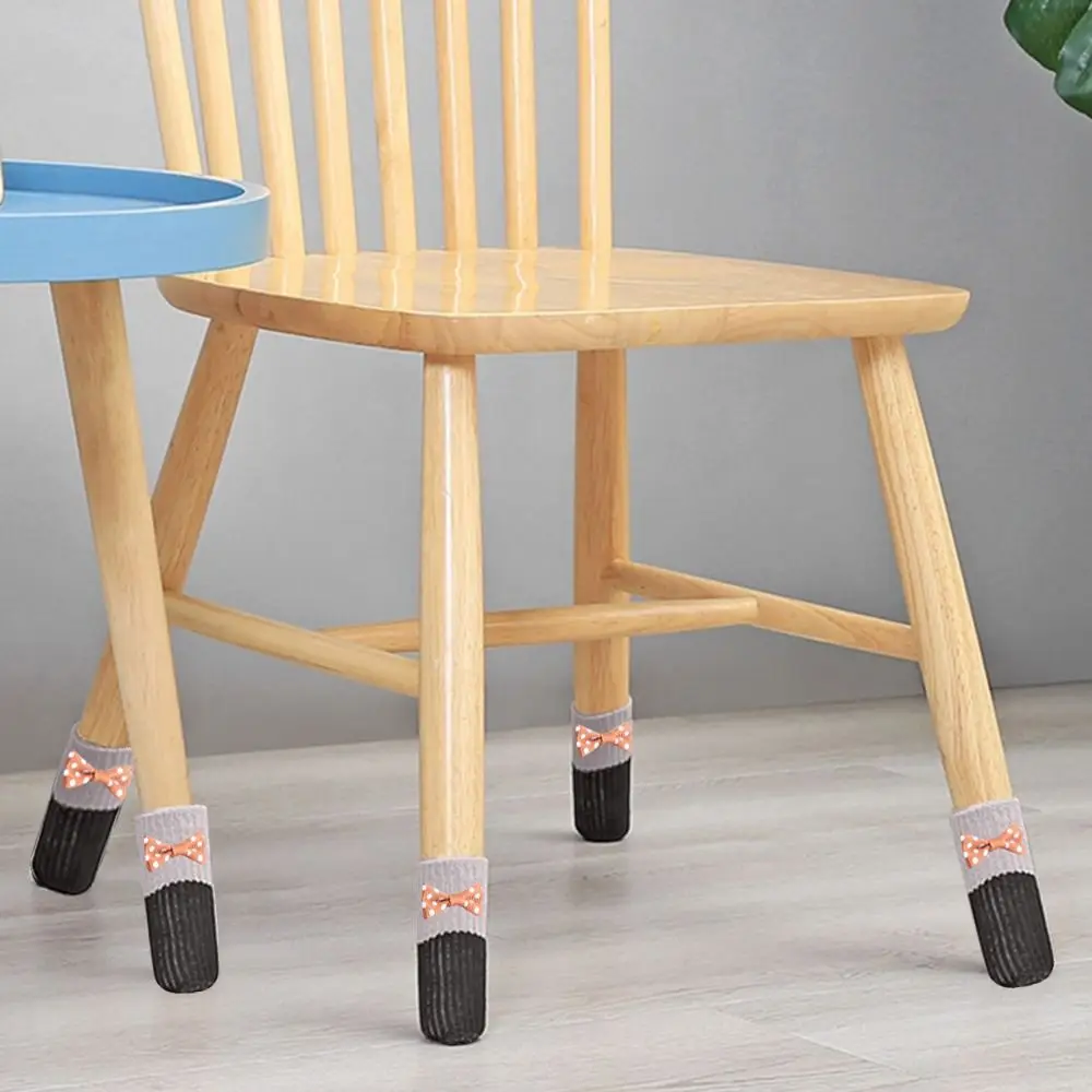 4 Buah Kaus Kaki Furnitur Elastis Baru Anti Selip Penutup Kaki Kursi Tebal Kaus Kaki Rajutan Tahan Aus Anti Gores Rumah