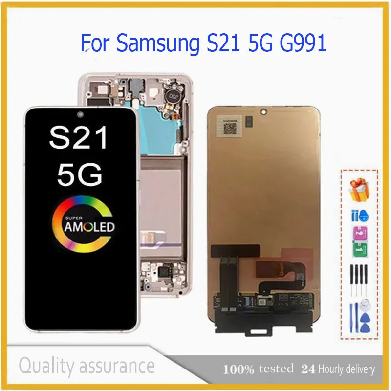 Super AMOELD For Samsung Galaxy S21 5G G991B G991N G991U LCD Display Touch Screen Digitizer with Frame For Samsumg S21 LCD