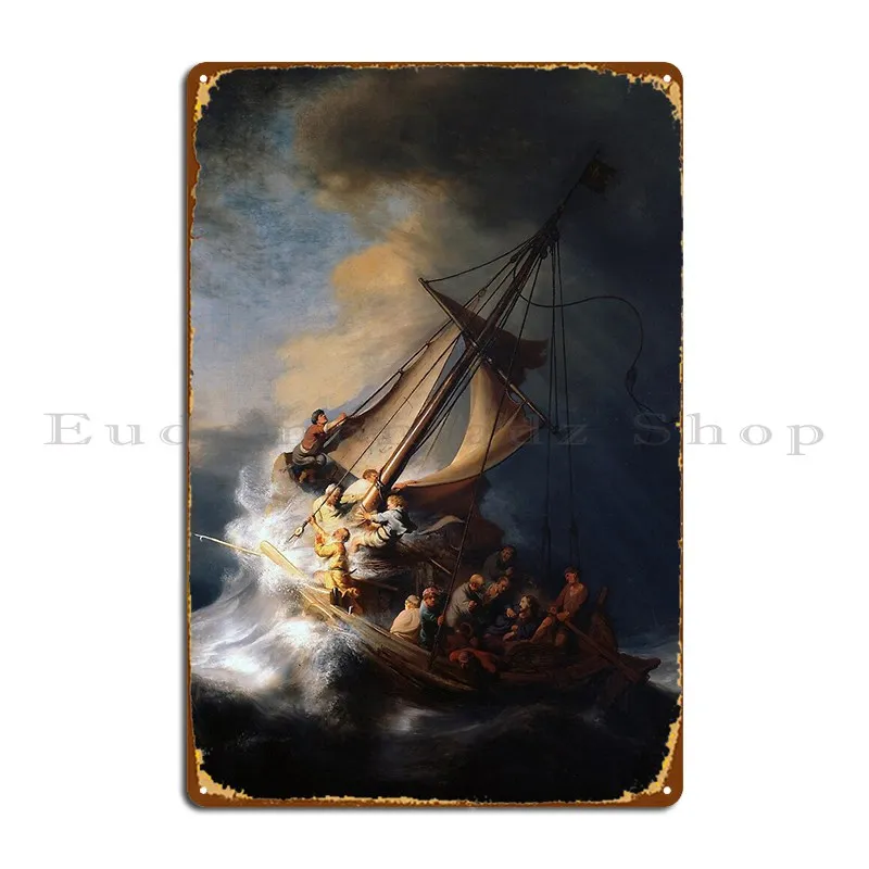 The Storm On The Sea Of Galilee Metal Plaque Cinema Wall Cave Mural Custom Home Tin Sign Poster