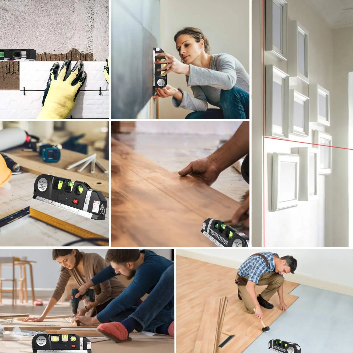 Laser Level Line Tool, Multipurpose Laser Level Kit Standard Cross Line Laser Leveler Beam Tool with Metric Rulers 8ft/2.5M