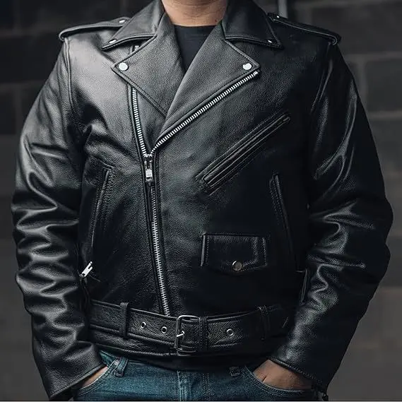 

Men's Leather Biker Jacket Motorcycle Jacket for Men Vintage Distressed Leather Jacket Men's Fashion Outerwear PU Leather Jacket