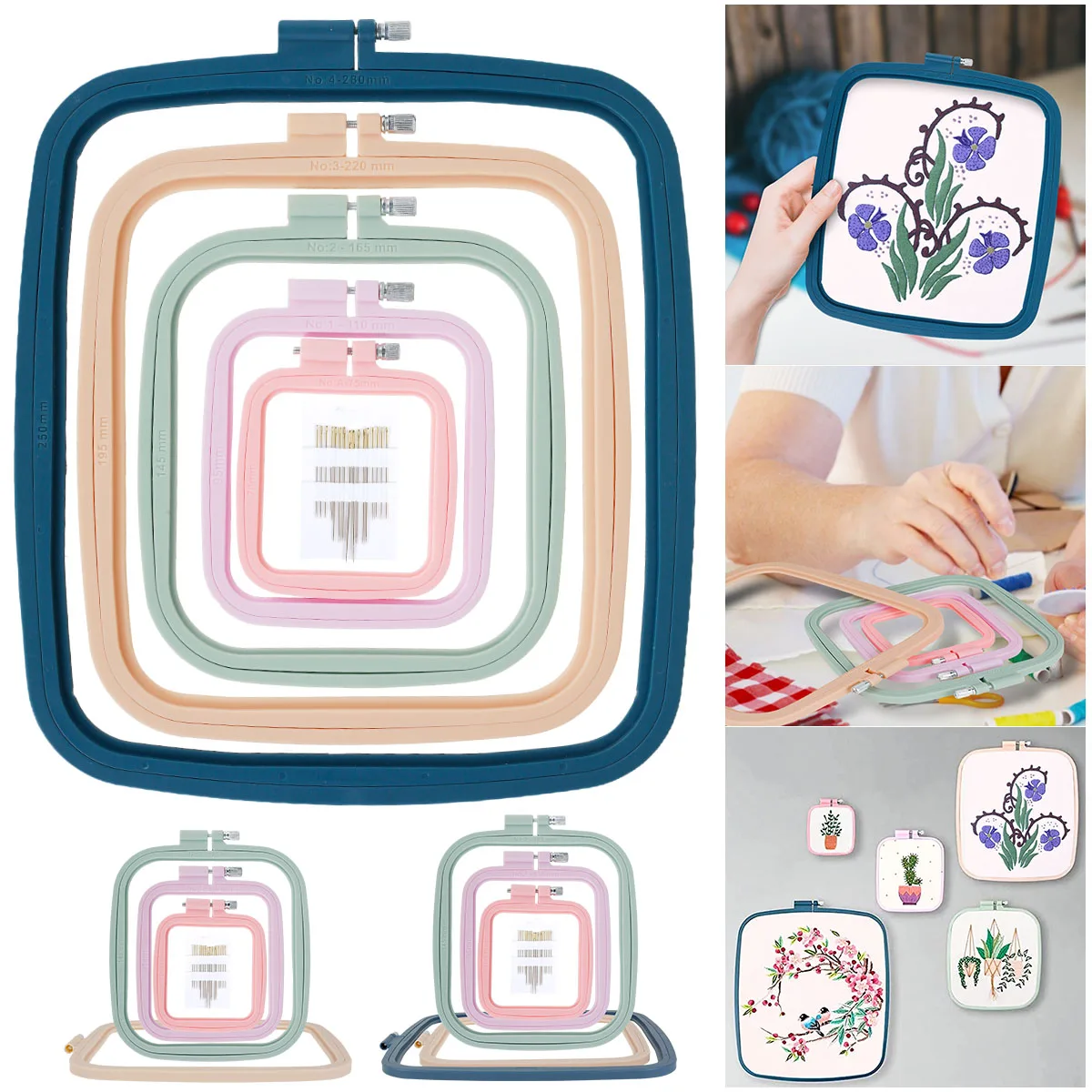 

Embroidered Stretch Different Size Embroidery Hoop Frame Plastic Ring Frame Craft Project Quilting Sewing DIY Embroidery Cross