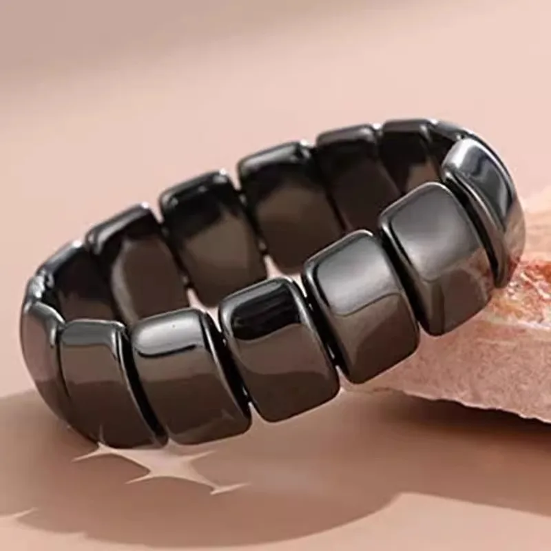 Natural Terahertz Energy Stone Bracelet Melting Ice and Moisturizing Men's Titanium Magnetic Magnetic Resonance Bracelet Couple