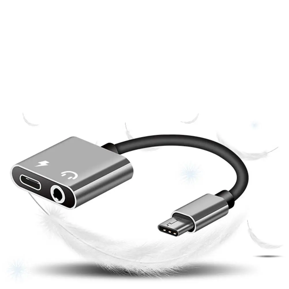 Cabo adaptador de áudio usb tipo c para 3.5mm 2 em 1 tipo-c para 3.5mm jack estéreo fone de ouvido microfone adaptador conversor aux adaptador de carregamento