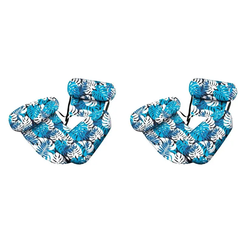 

【ALLOWANCE】2X поплавки для бассейна, стулья для взрослых, надувной бассейн для отдыха, гамак с плавающим ковриком с растительным узором, A