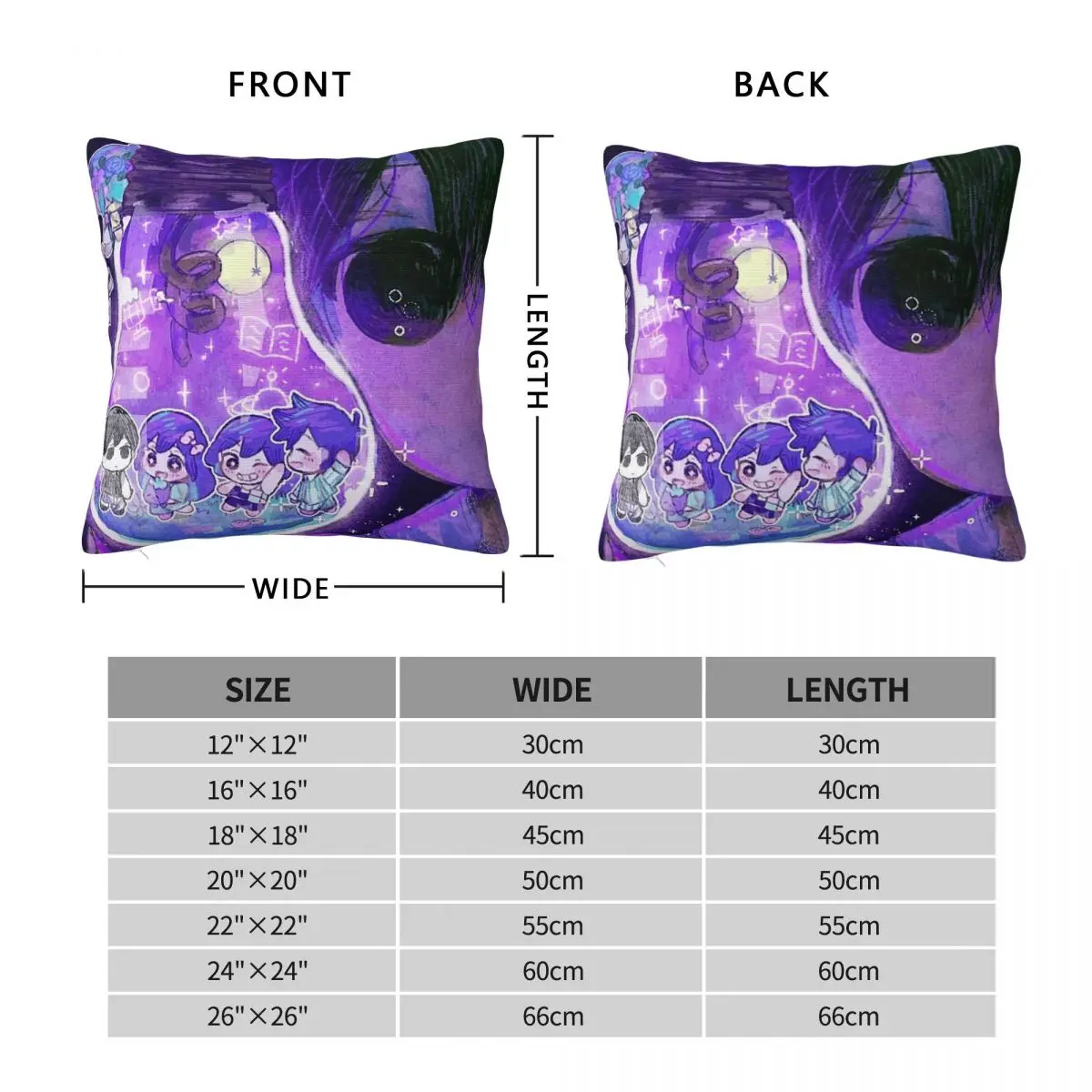Cartoon Game Omori Anime Square Pillowcase Cushion Cover Pillow Case Throw Pillow Cover for Home Bedroom Car