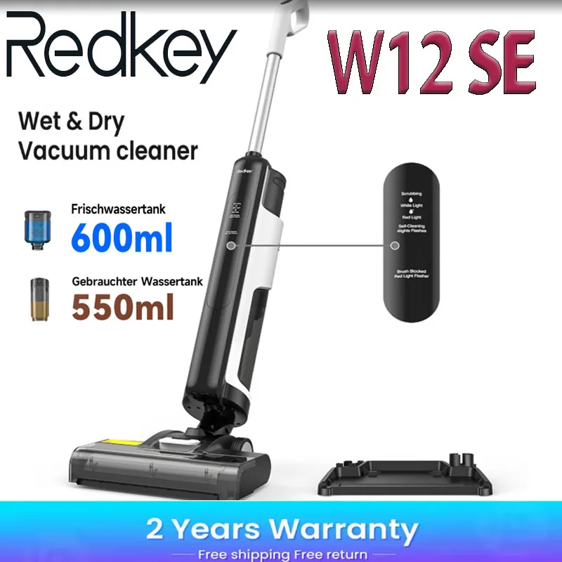 Redkey W12 SE – aspirateur sec et humide sans fil 2 en 1, lave-sol à aspiration automatique de 45 minutes, appareil ménager intelligent autonettoyant