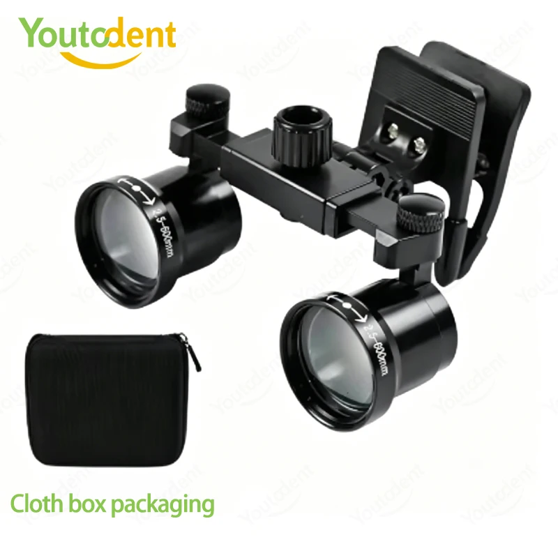2.5X-3.5X Adjustable Clip-on Dental Loupes Binocular Magnifier 350-600mm Working Distance Optical Magnifying Glass for Surgical