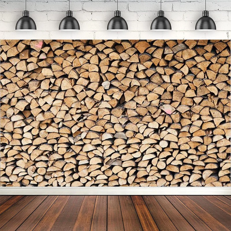 

Pile Of Wood Photography Backdrop For Christmas Portrait Baby Birthday Portrait Background Wall X-mas Holiday Supplies Poster