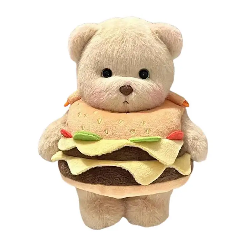 Bear Stuffed Animal Cartoon آلیشان Burger Bear Backpack Dress-up Animal Doll Shoulder Strap Lovely Bag for Photo Props