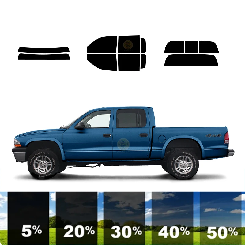 

Предварительно вырезанная съемная тонировочная пленка для окон для автомобиля, 100% УФР, 5%-35%VLT, теплоизоляция, карбон ﻿ Для DODGE DAKOTA 4 DR PU 2000-2004 гг.