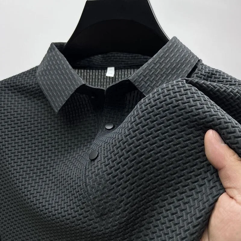 

Men's Summer Mesh Short Sleeved T-shirt Men's Shirt Collar Color Sliding Polo Shirt Half Sleeved Men's Shirt Hot